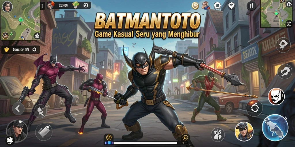 Screenshot utama BATMANTOTO menunjukkan karakter yang beraksi dalam permainan kasual.