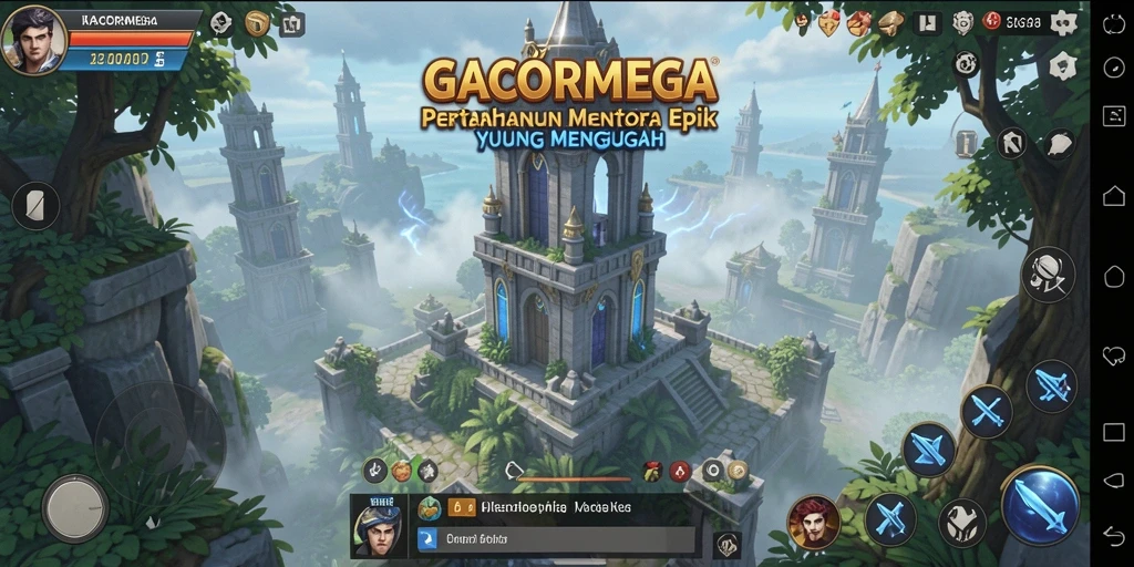 Gameplay GACORMEGA menampilkan pertahanan menara yang menantang dan menarik.