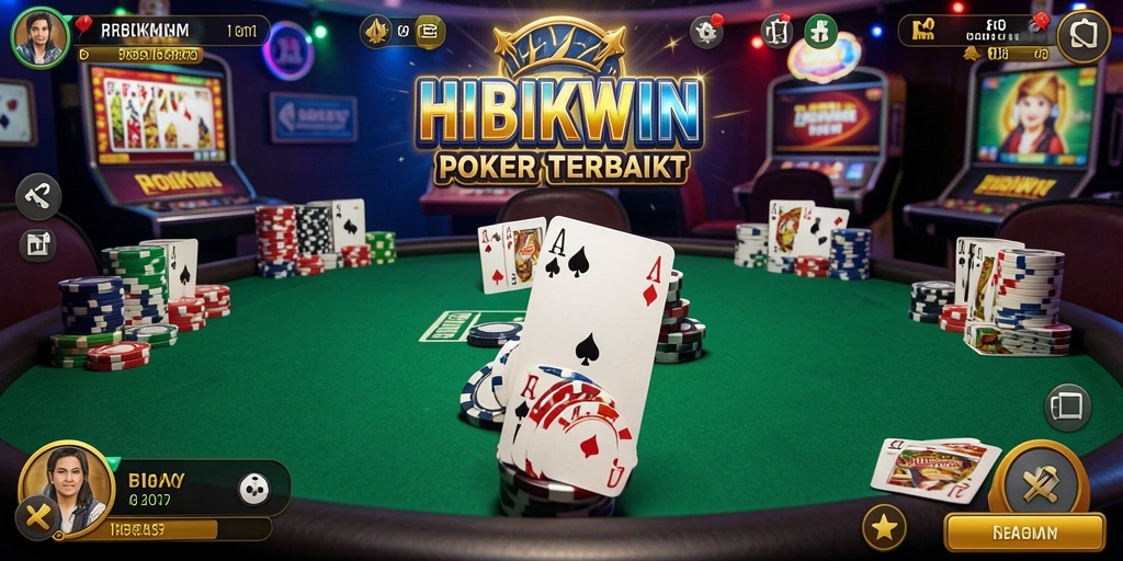 Tampilan gameplay Poker yang menarik dan interaktif di HIBIKWIN.