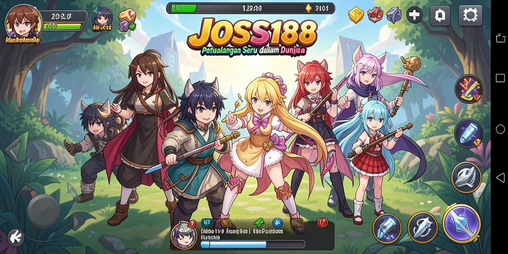 Screenshot gameplay JOSS188 yang menampilkan pertarungan karakter Anime.