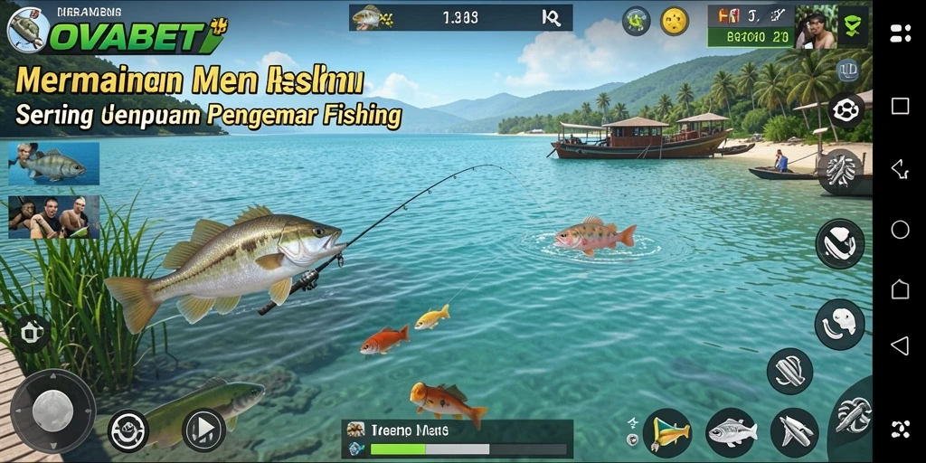 Tampilan gameplay OVABET yang seru saat menangkap ikan.