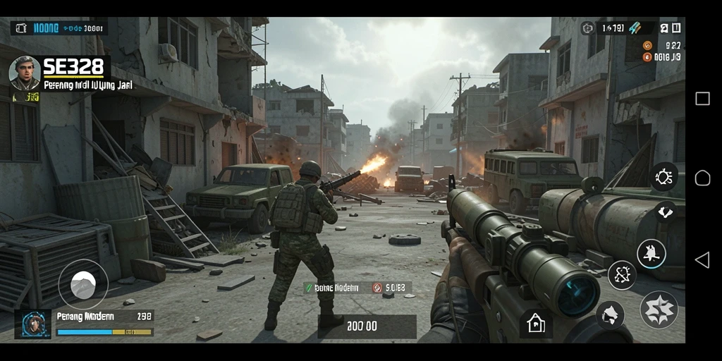 Tangkapan layar SE328 yang menampilkan aksi pertempuran FPS yang epik.
