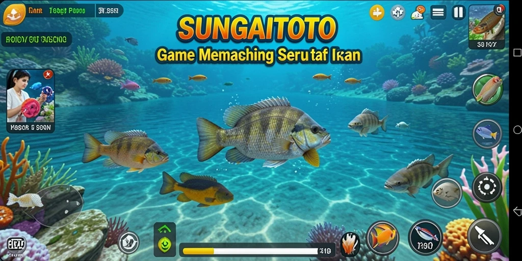 Gameplay SUNGAITOTO yang menampilkan aksi memancing yang mendebarkan.
