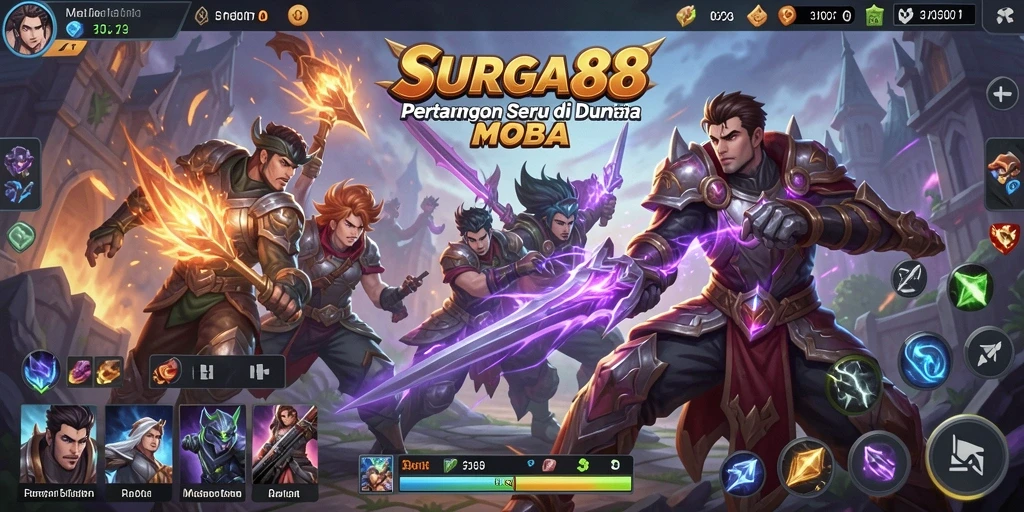Screenshot gameplay SURGA88 menampilkan pertarungan seru antar tim.